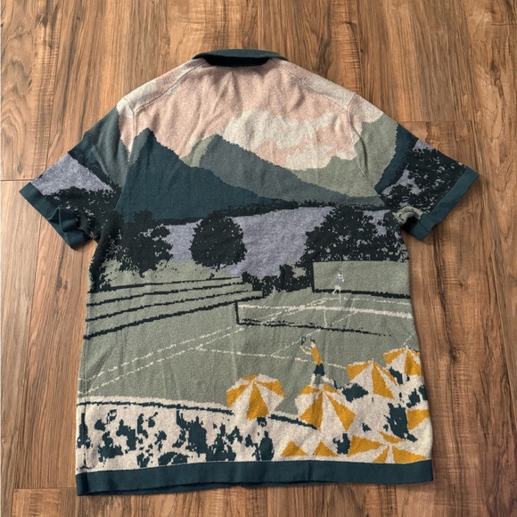 Abercrombie & Fitch Scenic Knit Short Sleeve Button Medium - Picture 2 of 4